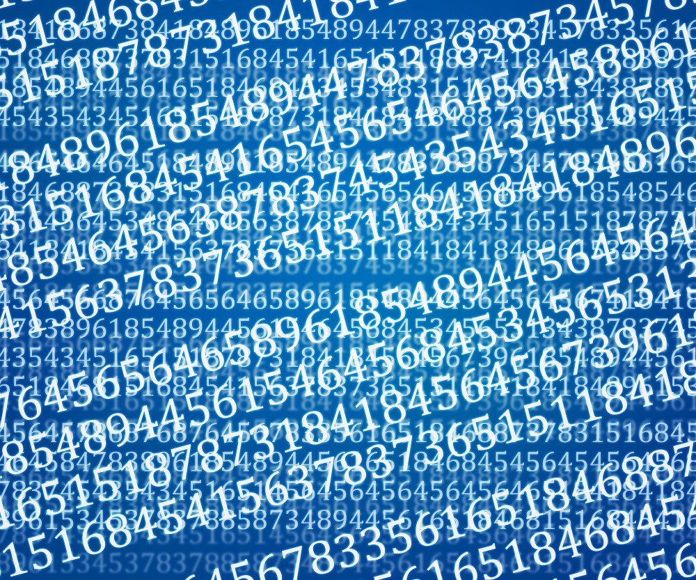 a Blue Background Filled with Dense White Numerical Digits, Illustrating the Chaotic Pattern of Random Numbers Symbolic of Digital Transformation.