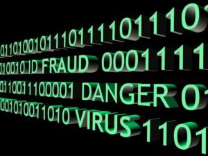 the Words Fraud and Danger Are Written on a Black Background in the Digital World. Cyber Resilience