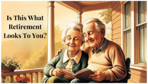an Elderly Couple Sits on a Porch, Smiling and Reading Together. Text on the Image Says, "is This What Retirement Planning Looks to You?.