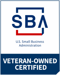 Sba Logo with Text: "u.s. Small Business Administration. Veteran-owned Certified—empowering Small Businesses to Access Government Contracts and Boost Profit.